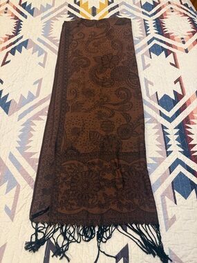 Brown Paisley Floral Pashmina Scarf